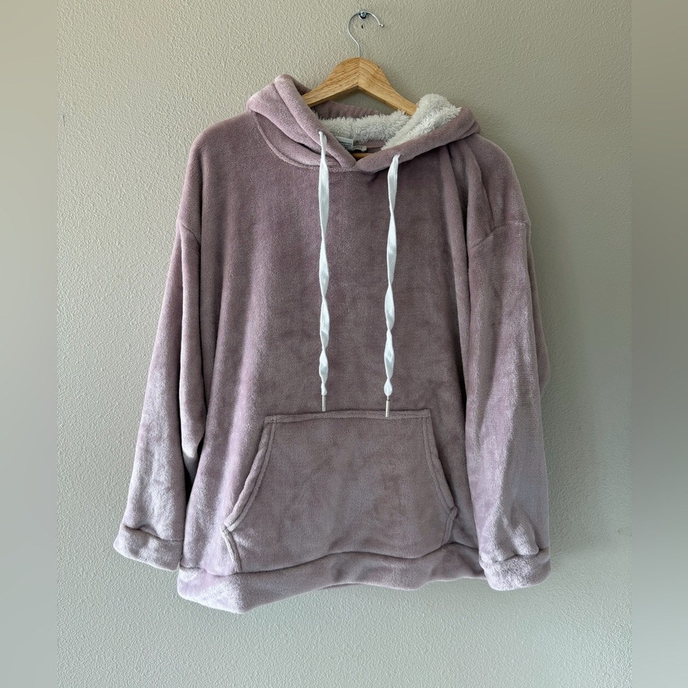 Poppy and Whimsy Velour Fleece Soft Purple Cozy Lounge Hoodie Size 2XL